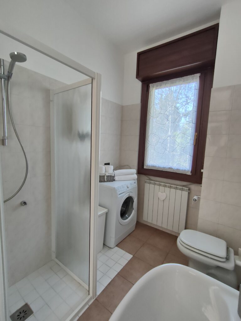 Bright and airy bathroom with natural light filtering through in GiannaRosa Apartment, Lovere