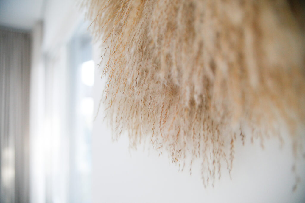 Close-up of pampas grass in a minimalist decor enhancing the peaceful ambiance of Seliera at Lago d'Iseo